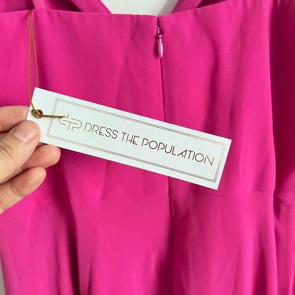Dress the Population Cambria Twist Bodice Dress Bright Fuchsia Size Medium NWT - Picture 8 of 10